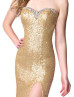 Mermaid Sweetheart Neckline Gold Sequin Slit Prom Dress